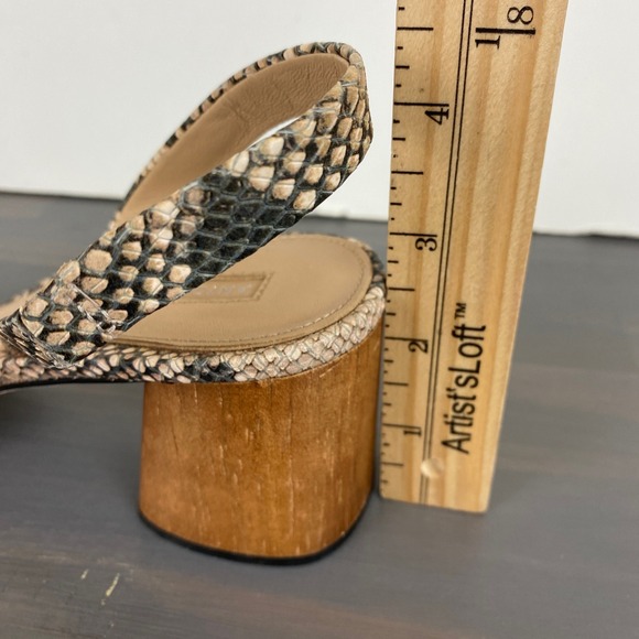 Antonio Melani Slingback Pump Women 9.5M Tan Snakeskin Leather Chunky Block Heel - Picture 6 of 10